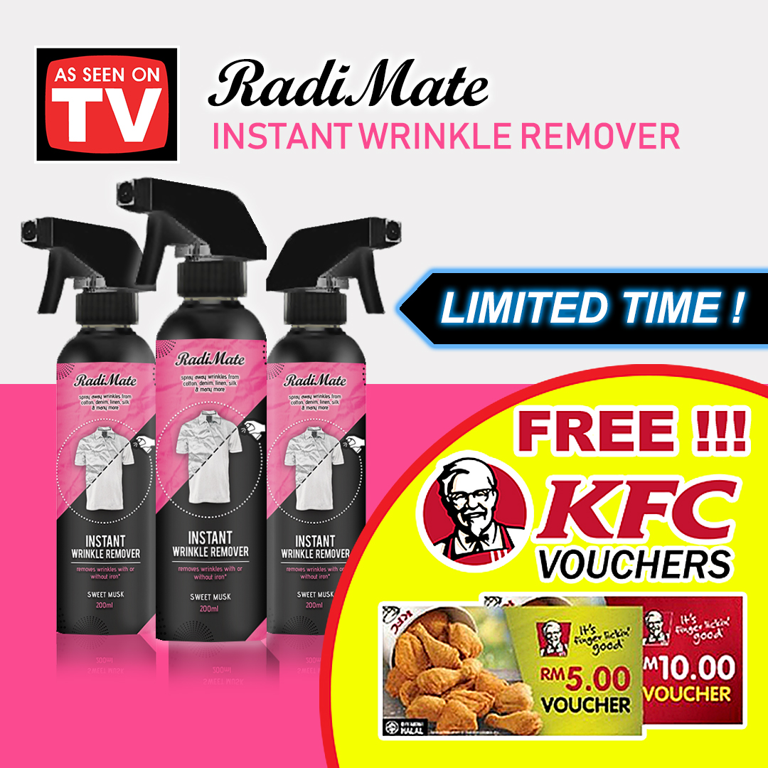 3PCS RADIMATE - INSTANT WRINKLE REMOVER - SWEET MUSK - FREE KFC VOUCHER - RM55.00