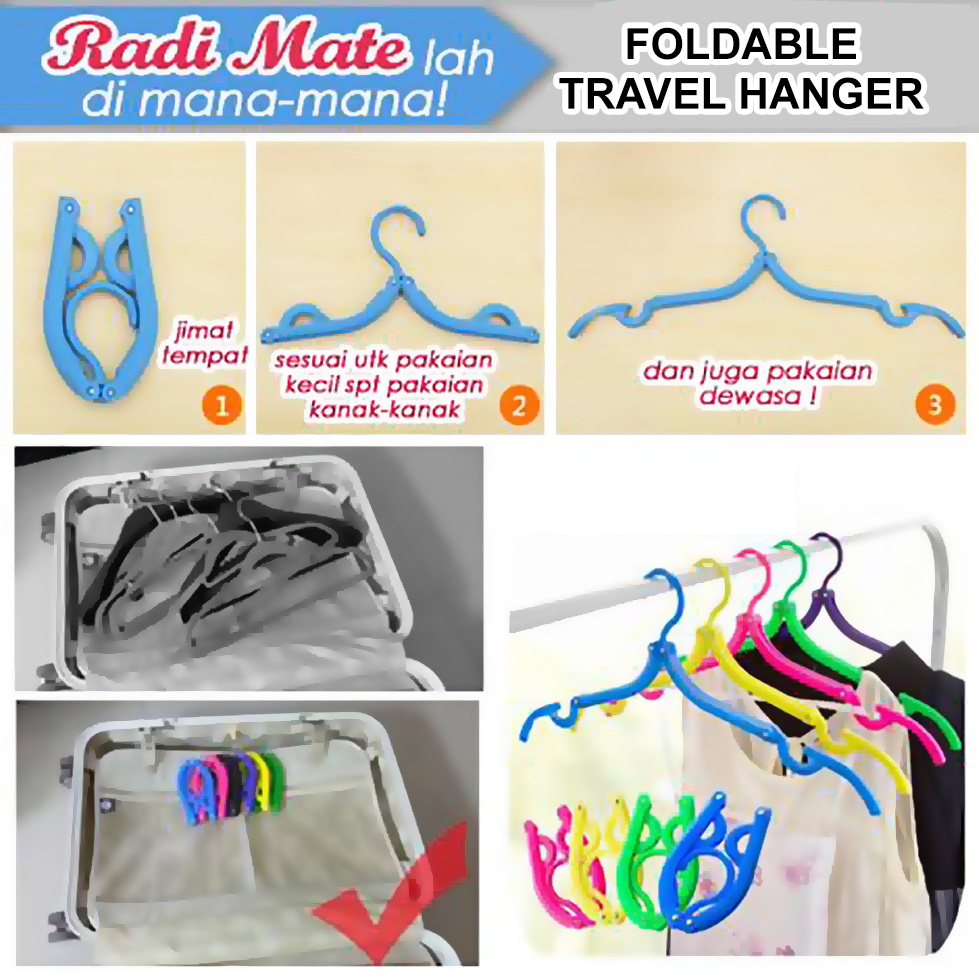 5PCS RADIMATE Foldable Travel Hanger - Pastel Series - RM12.00
